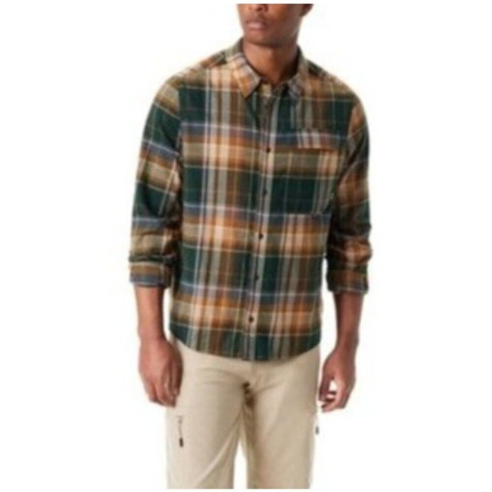 NWT Bass Outdoor Men's XL Stretch Flannel Plaid Button up Shirt Outdoor J2038